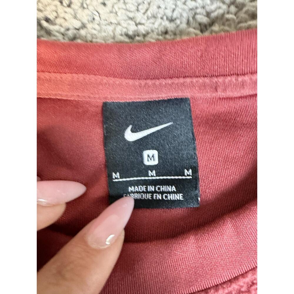 Nike Sweatshirt Womens M Red Fleece Pullover Colorblock Glitter CJ0007-661 - Picture 3 of 12